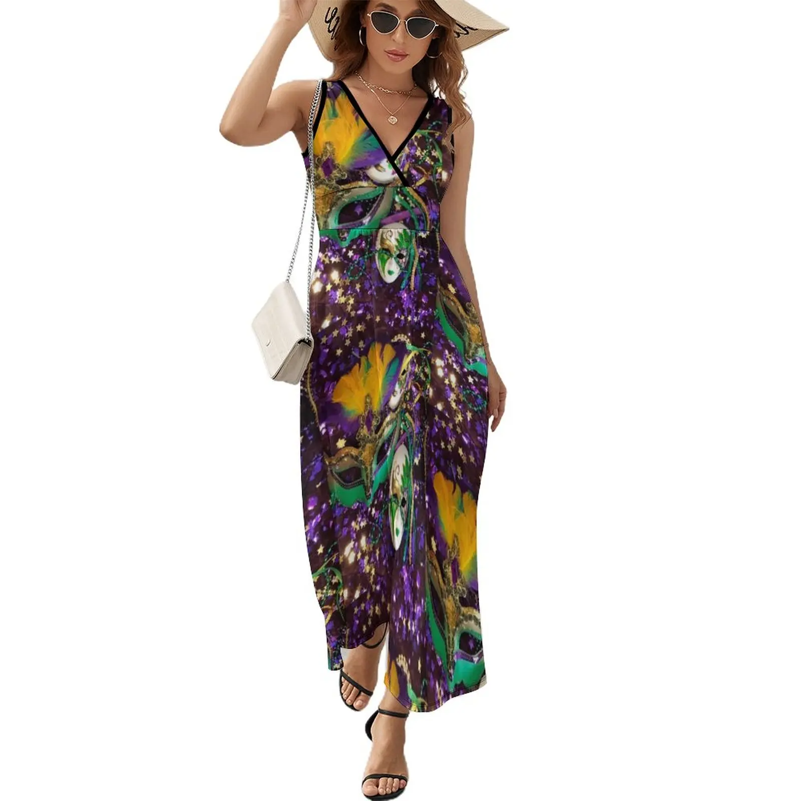 

Mardi GrasCarnival V Sleeveless Dress Summer skirt dress for women summer