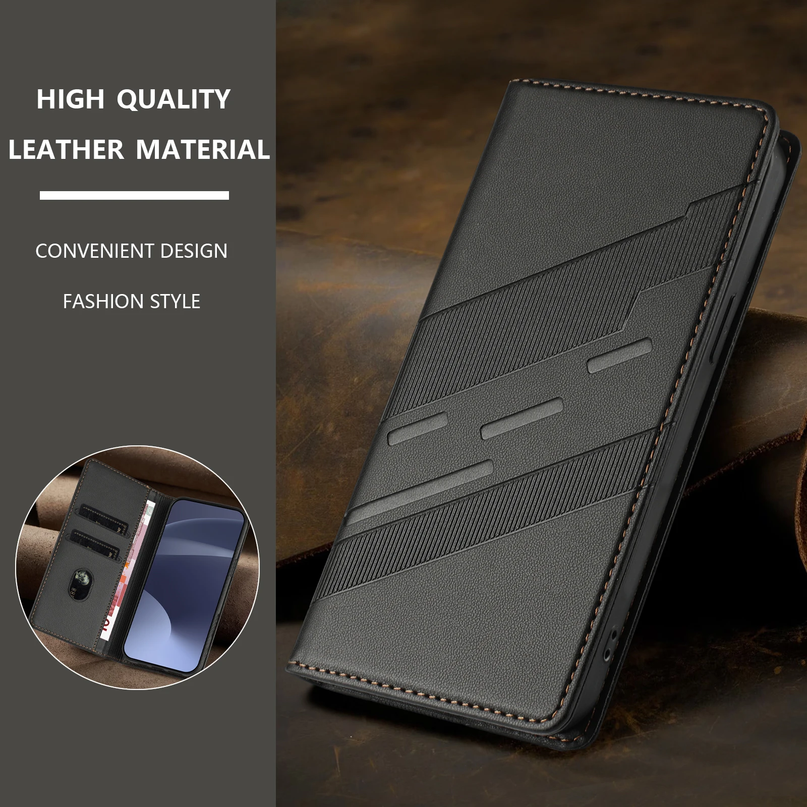 Universal Leather Wallet Flip Case - Premium Phone Cover