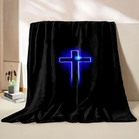 HD Holy Bible Cross Pray Soft Flannel Blanket for Bed Bedroom Sofa Picnic, Warm Throw Blanket for Cover Outdoor Leisure Nap Gift 2