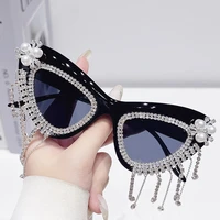 2026 New Luxury Sunglasses for Women Diamond Flash Sun Shades Ladies Party Ins Fashion Metal Sunglass Cat Eye Sun Glasses UV400
