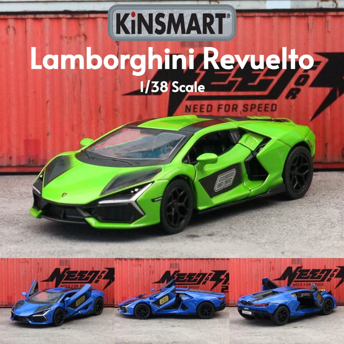 KiNSMART Mainan Model Mobil 1/38 Lamborghini Revuelto Balap