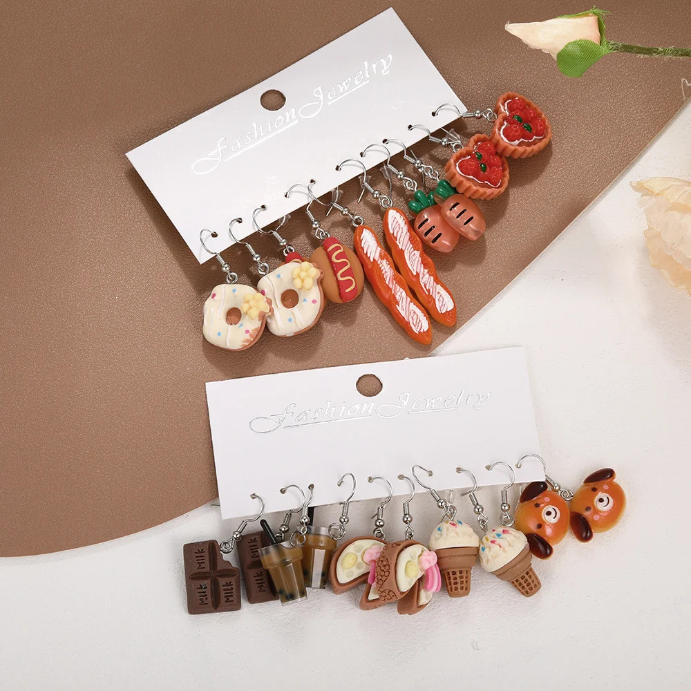 20 Pcs Cartoon Animal INS Earring Set For Women Simple Colorful Temperament Lovely Resin Fruit Drop Earring Trendy Jewelry Gifts