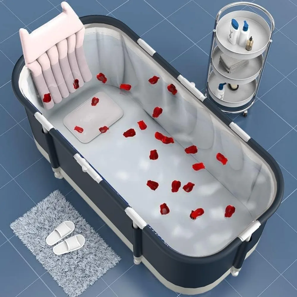 Portable Bathtub for Shower Stall, Large 47 Inch Foldable Soaking Bathing Tub Adults, Separate Family Bathroom SPA Collapsible 4