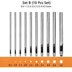 WUTA Hollow Punch Set for Leather Craft, Fabric, and Plastic Work (Set B (10 Pcs))