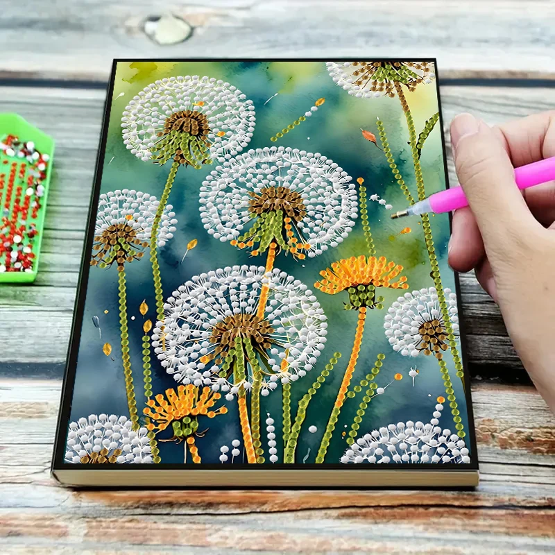 Diamond Painting Diary Notebook Sketchbook 5D DIY dandelion pattern leather female adult