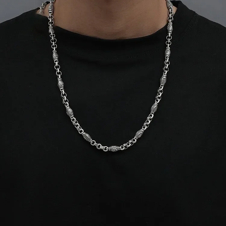 CHUANGCHENG Fashion Retro Personalized New Sweater Chain Men's Necklace Sterling Silver Aggressive Hip Hop Chain