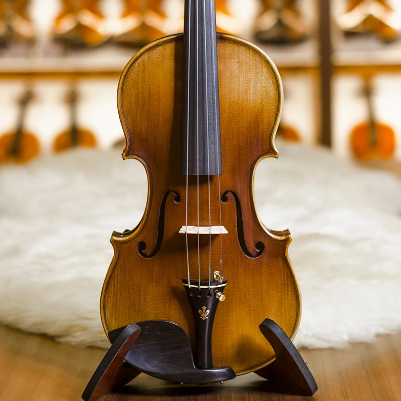 CHRISTINA Standard Violin V07B Retro Matte One-piece Flame Maple Solid Spruce Purely Handmade for Basic Learning Grade Exam