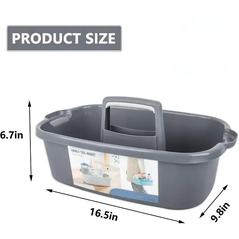 Cleaning Supplies Caddy Portable Shower Basket Supply Organizer with Handle Plastic Bucket Tool Storage Dark Gray