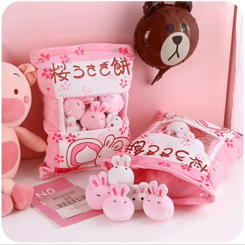 Fruits Plushie Bag Pudding Toys Mini Animals Balls Doll Sakura Bunny Pig Hamster Penguin Strawberry Banana Candy Bag for Nap сумка портфель и чемодан ninetygo mini pudding travel case 13 blue