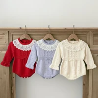 Christmas New Lace Baby Knitted Romper Autumn Girl Overall Baby Girls Romper Ruffle Newborn Baby Clothes Infant Baby Jumpsuits