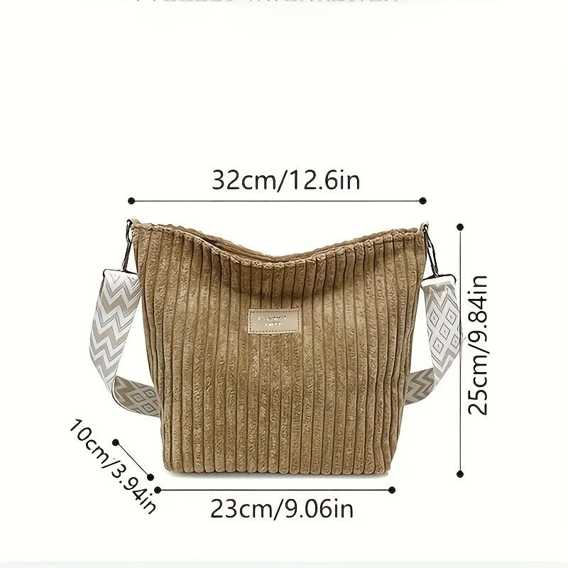 Versatile Women's Corduroy Crossbody Shoulder Bag, Suitable for Holding Tablets, Mobile Phones, Books, travel, Mother's Day Gift