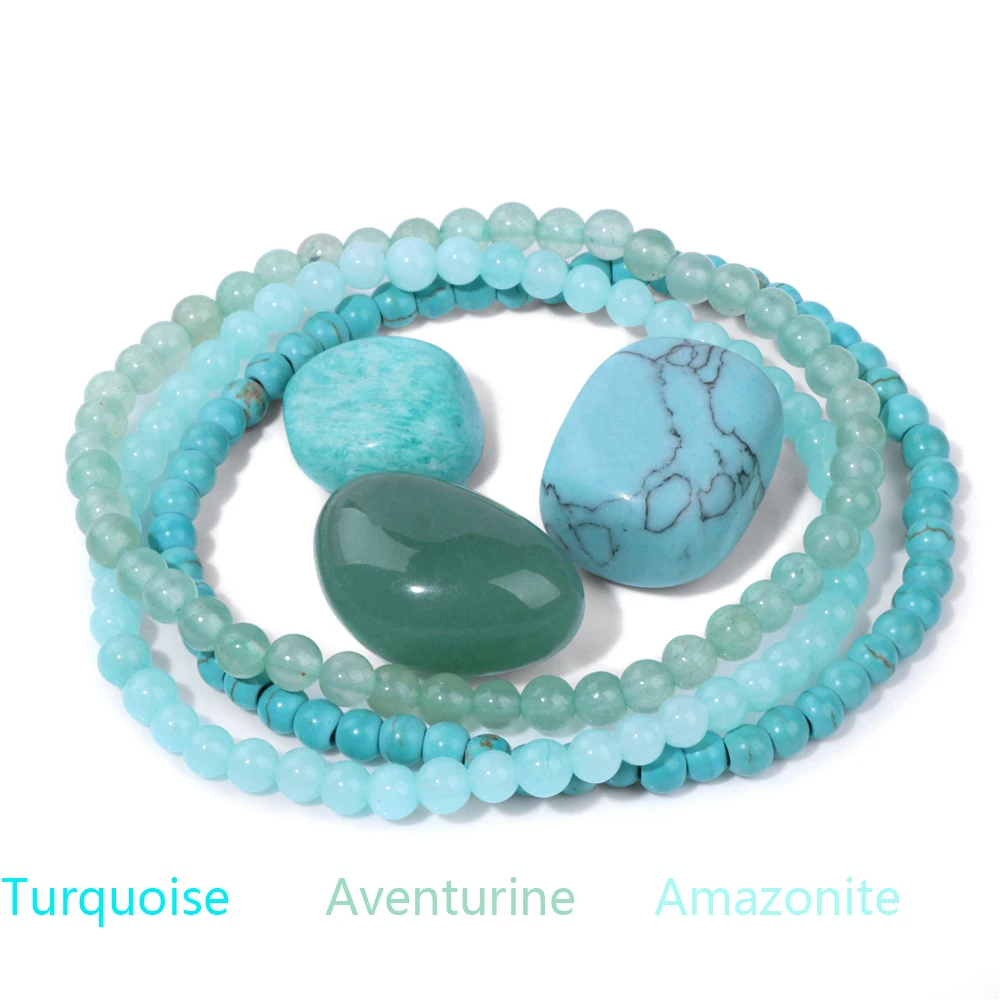 3 ピース/セット天然石 4 ミリメートルビーズブレスレットヒーリング