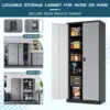 Metal Storage Cabinet with Locking Doors, Black Garage Lockable Steel Cabinets with 4 Doors and 5 Shelves for Home, Garag 4