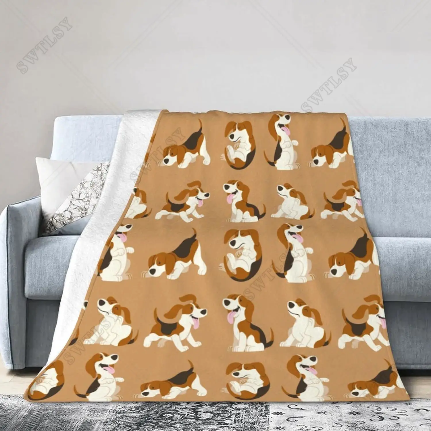 

Dog Cartoon Blanket Lightweight Cozy Fleece Throw Blankets Soft Warm Plush Print Blankets and Throws for Couch Sofa Bed Travel