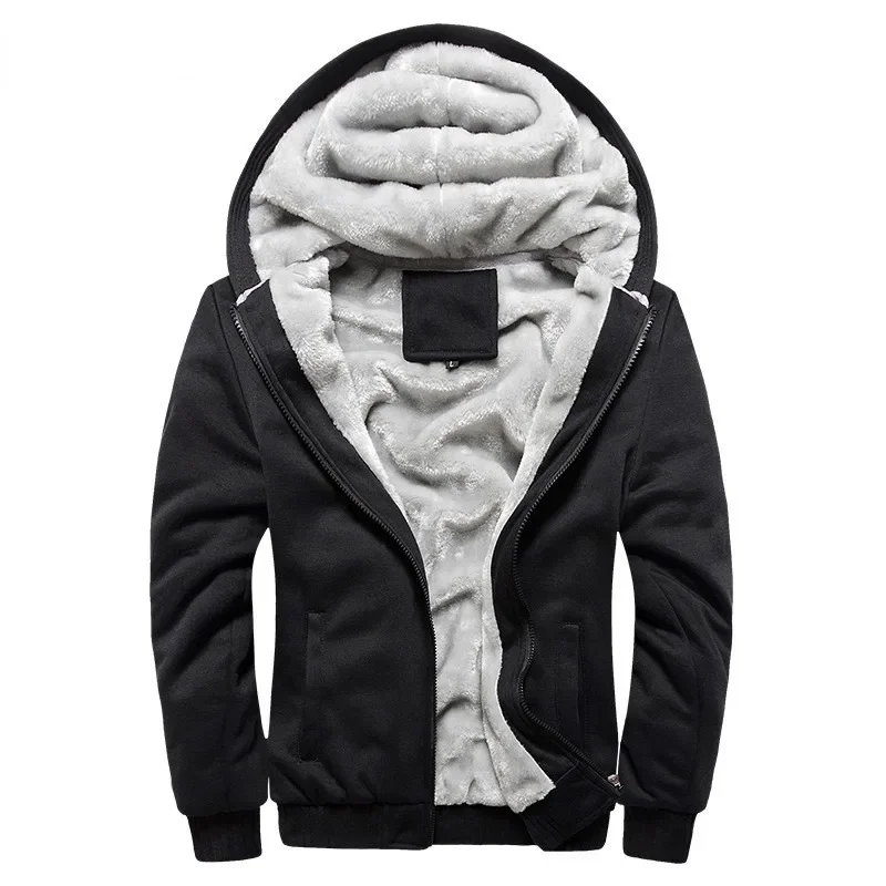 

Men Warm Hoodies Coat 2024 Plush and Thick Cardigan Sweater Winter Fleece Zipper Mens SportWear Fashion Brand Male Hoodies