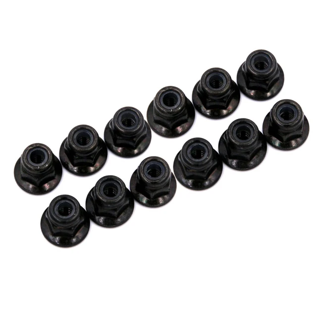 12Pcs M4 Metall Rad Schloss Mutter Hex Flansch Nylon Einsatz Schloss Mutter  Self-locking Mutter für 1/10 1/8 RC Auto M4 Mutter Teile 4x4mm - AliExpress