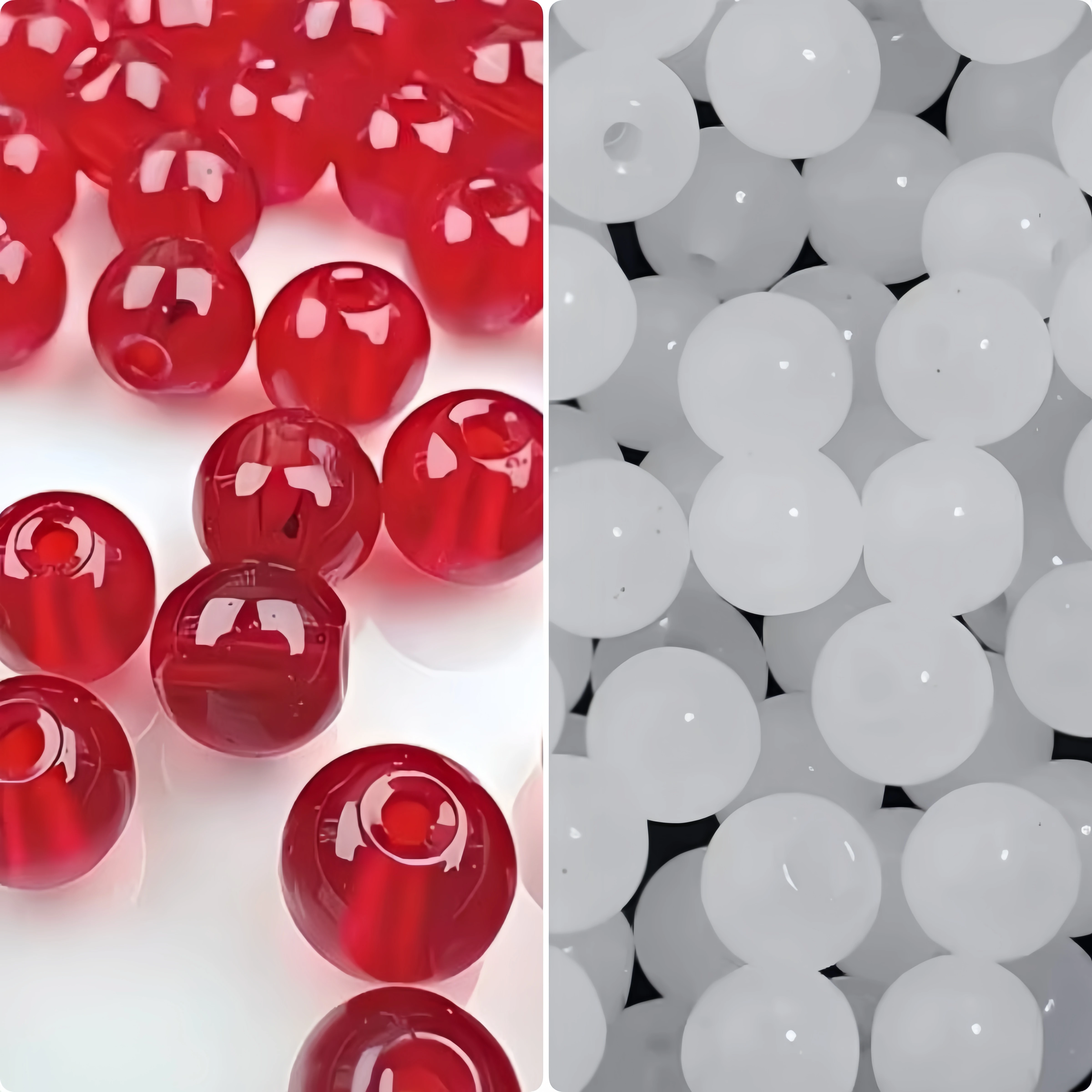 Vibrant Red and White Jelly Color Acrylic Beads for DIY and Festive Decorations