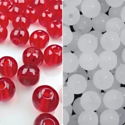 Vibrant Red and White Jelly Color Acrylic Beads for DIY and Festive Decorations (Red  white)