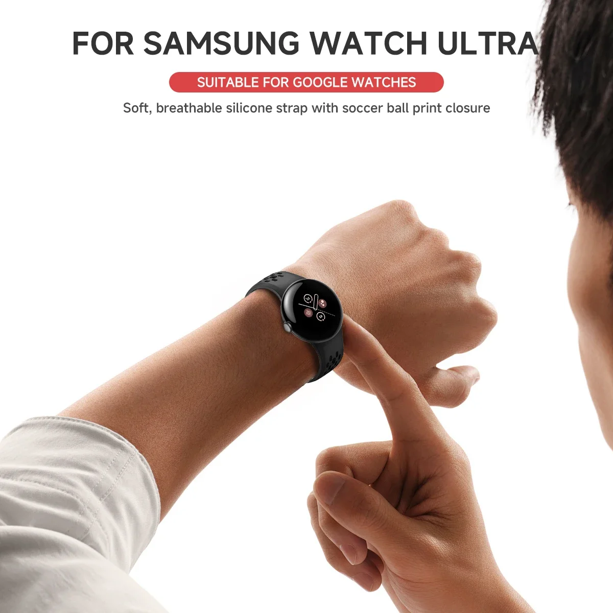 Breathable Silicone Sports Watch Band, 45mm