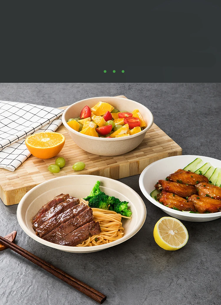 50/100PCS 350ml/500ml Disposable Sugarcane Pulp Plates – Eco-Friendly, Unbleached, Comp... - SKU SPP12691 - UGI Packaging