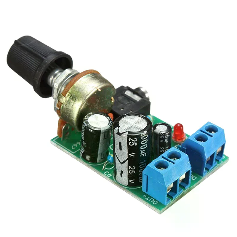 LM386 10W 오디오 앰프 보드 모노 3.5mm DC 3-12V 볼륨 조절