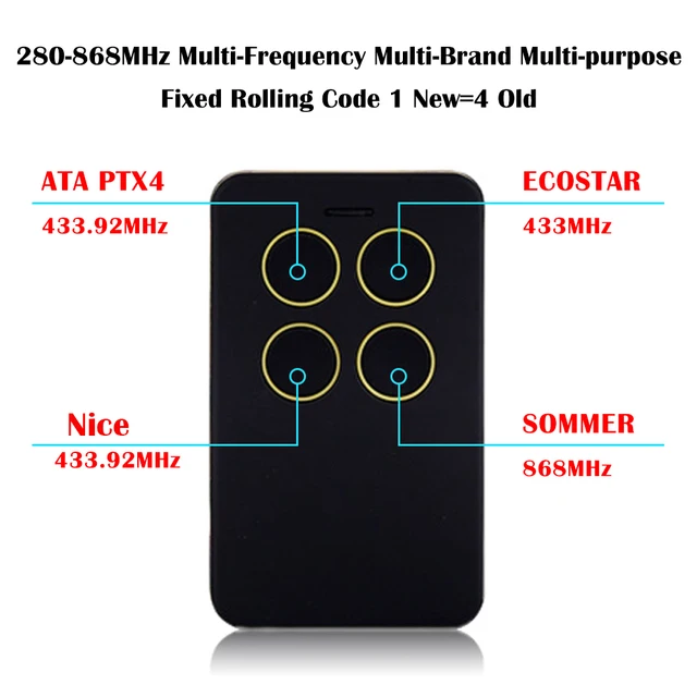 Universal Multifrequency Garage Remote Electronic Gate Control 280-868mhz 4 IN 1 Rolling Code And Fixed Code Duplicator 5