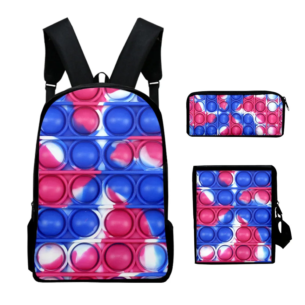 Classic Novelty Rainbow Colorful 3D Print 3pcs/Set pupil School Bags Laptop Daypack Backpack Inclined shoulder bag Pencil Case