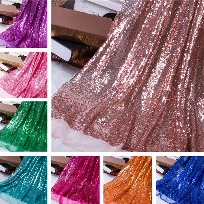 

Glitzy Embroidery Sequin Fabric Material Gold Silver Sparkly Fabric For Clothsing Making Party Events Table Covers Decor