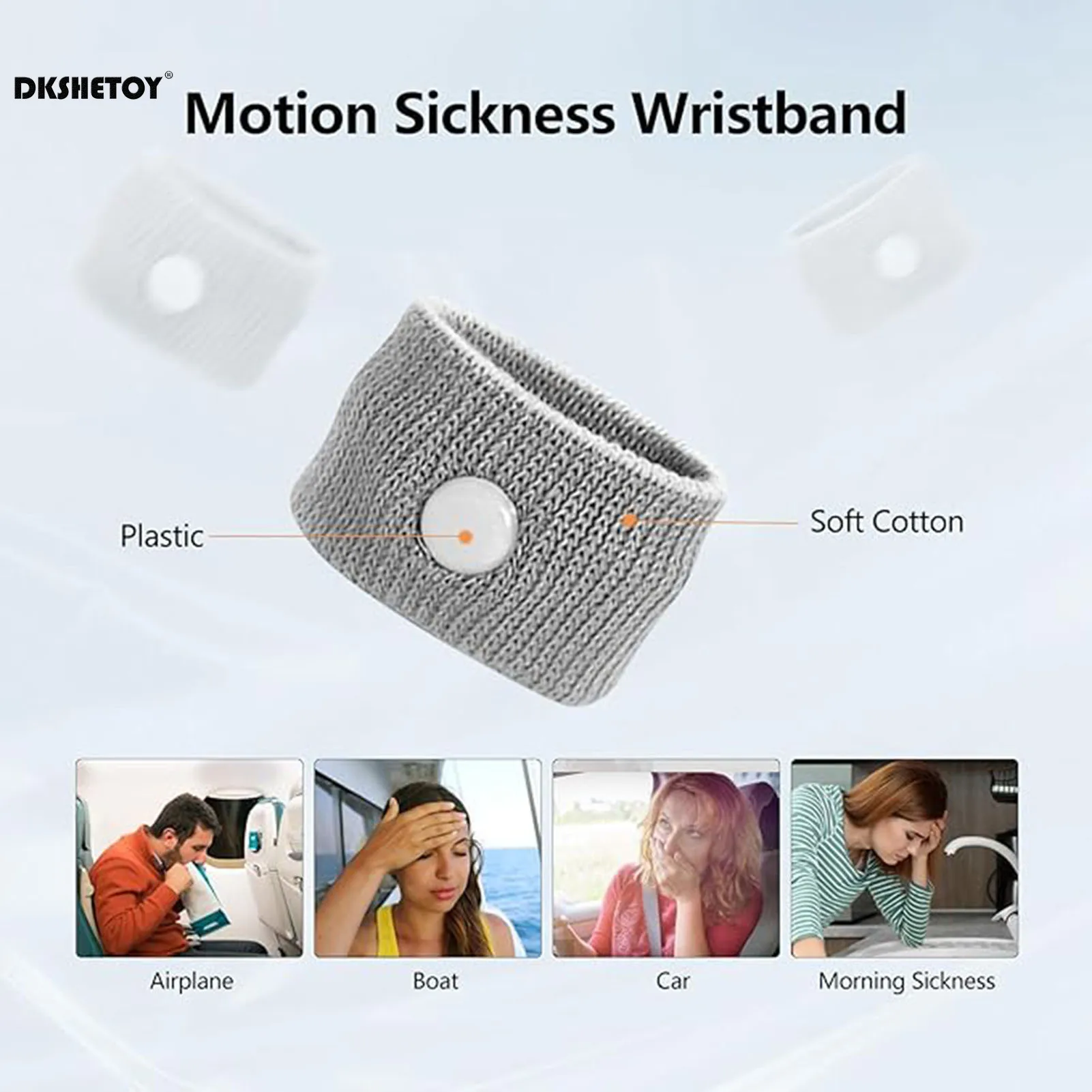Description Picture 2 of itemTravel Motion Sickness Wristband Braces Chinese Medicine Physiotherapy Nausea Relief Dizziness Vomiting Car Boat Flying Sickness