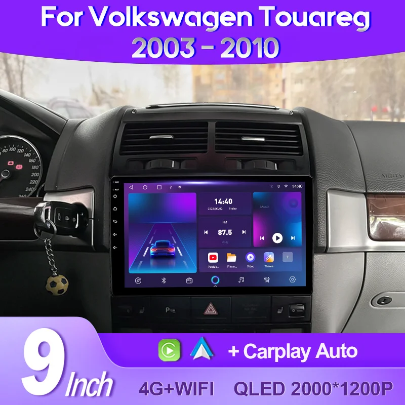 QSZN для Volkswagen Touareg 2003 - 2010 2K QLED Android 13 автомобильный радиоприемник мультимедийный видеоплеер GPS AI Voice CarPlay 4G Stereo DSP