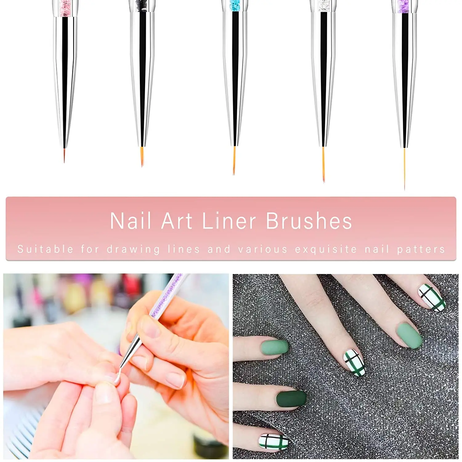 9PCS Nail Brushes for Nail Art with Nail Liner Brush and Nail Dotting Pens for Home Use and Professional Nail Salon 5
