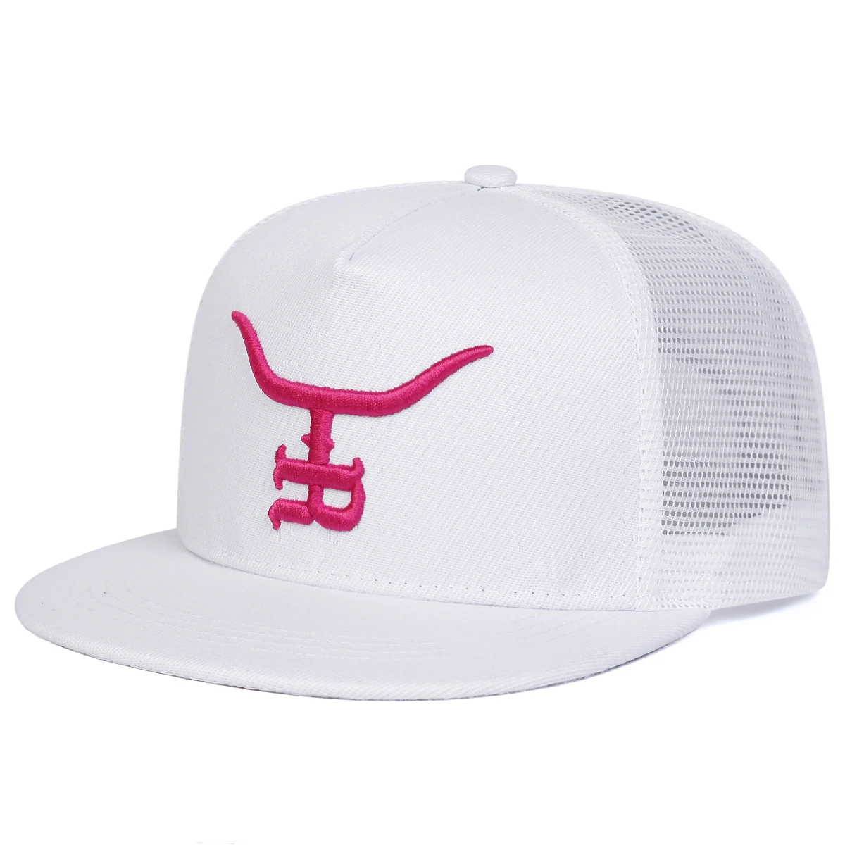 Unisex R-Buchstabe Stierkopf-Stickerei Hip-Hop Netzhüte Frühling Sommer Outdoor Verstellbare Lässige Baseballkappen Sonnenschutz-Hut – Detail 3