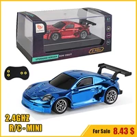 1:43 Mini Size RC Car Gold Plated With Lights 2.4G Radio Remote Control Racing Cars Model USB Charging Boys Toys For Children 1