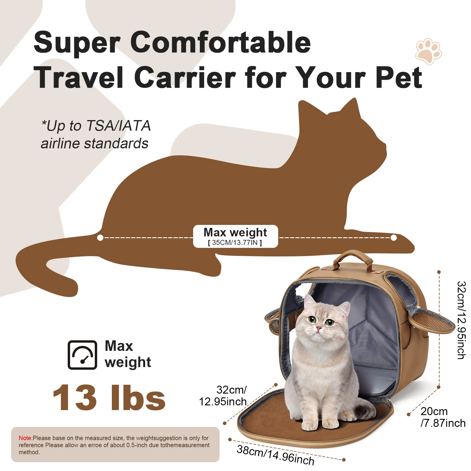 Carry on Pet Carrier Airline Approved Portable Cat Backpack Carrier - Breathable Mesh Design Lightweight for Small to Medium