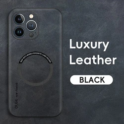 Leather Magnetic Phone Case with Magsafe Wireless Charging Compatibility - iPhone 13 (Black)