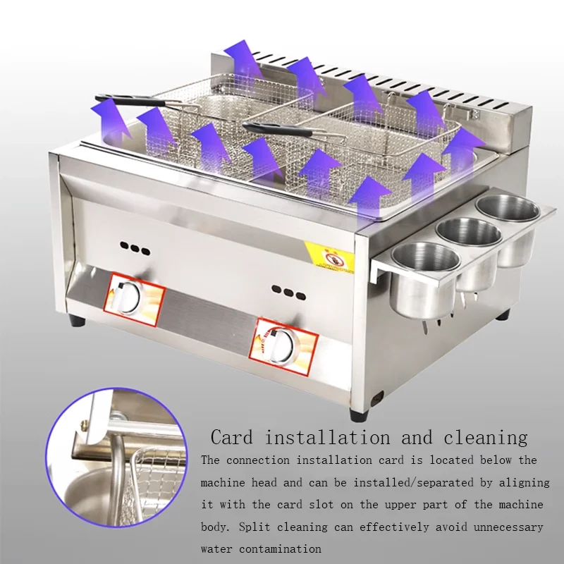 Commercial Gas Fryer Gas Fryer Energy Saving Double Cylinder Fryer Stainless Steel French Fries Fryer 3