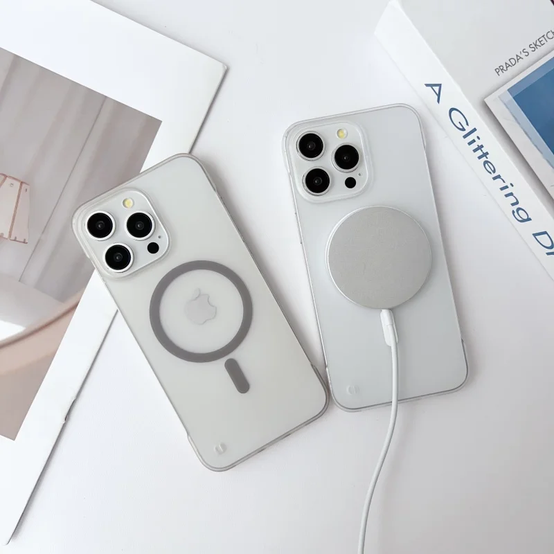 Ultra Thin Frameless Magnetic Wireless Charging Translucent Matte Case