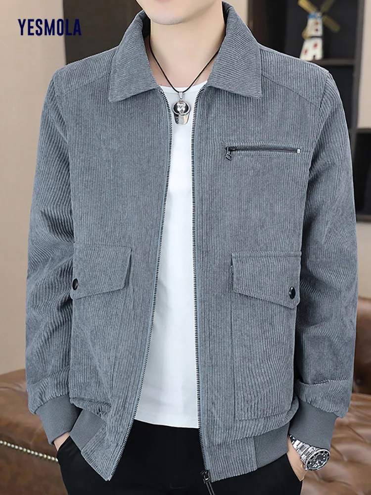 

Jackets Men's Winter Plus Velvet Jacket Corduroy Tooling Casual Parka Korean Fashion Solid Color Cotton Men Clothing