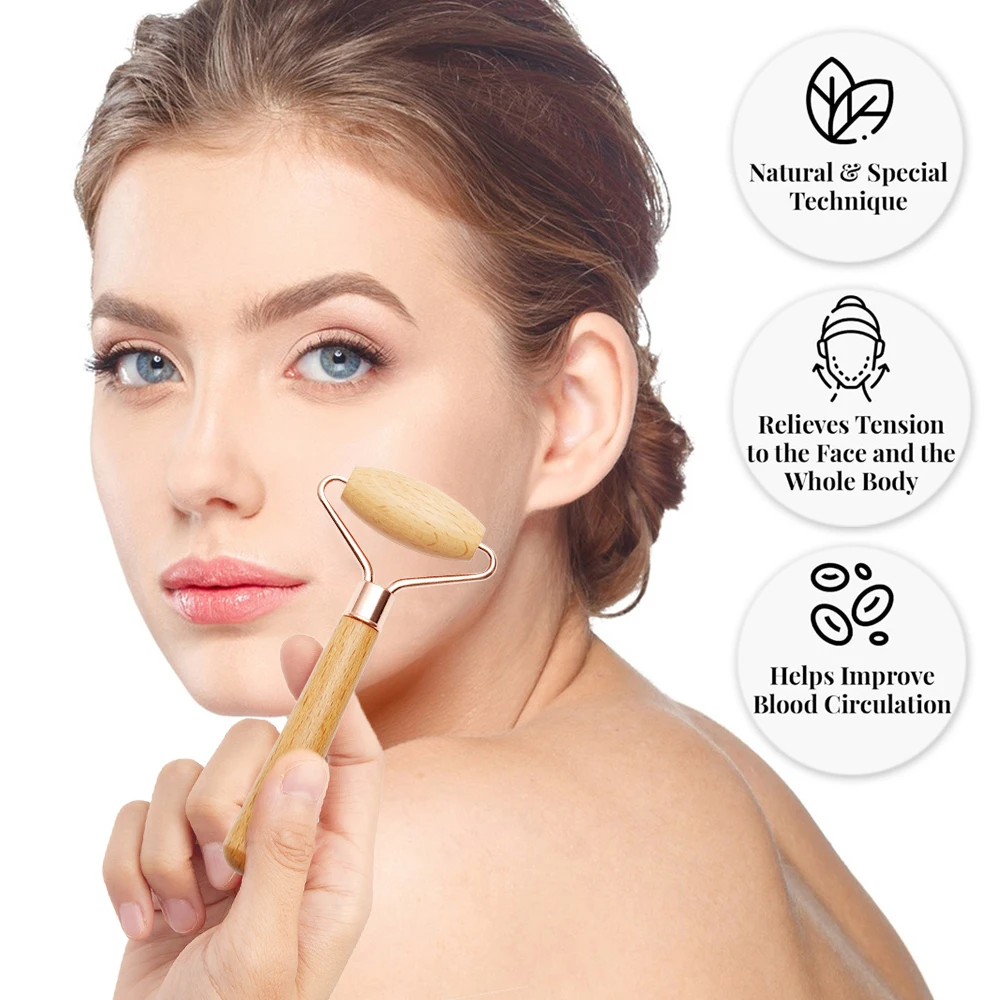 

Wood Therapy Facel Massager Roller Slimming Face Shaper Anti Wrinkle Beauty Tools Neck Facial Lifting Relax Skin Care Guasha