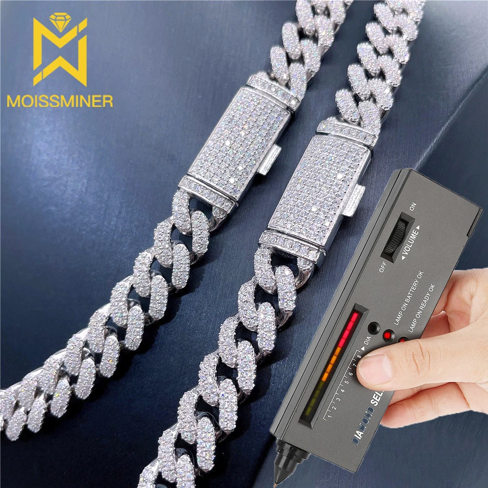 10mm VVS Moissanite Necklaces Cuban Chain Necklace For Men Women Pass Diamond Tester S925 Iced Out Link Choker Jewelry Free Ship zbaitu m81 eair 10w cnc laser engraver air assist 0 08mm compressed spot focus free offline engraving cuts 10mm wood in one pass 460 810mm