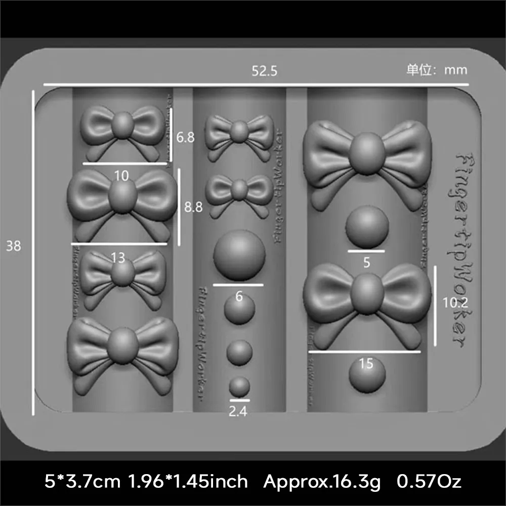 1개 3D 귀여운 리본 실리콘 네일 아트 몰드 6*4cm 3D 젤 조각 네일 템플릿 스텐실 재사용 가능 레진 네일 몰드 도구