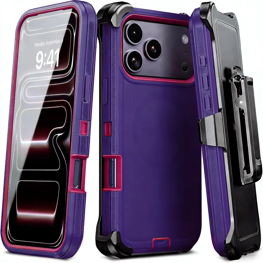 Ultimate Rugged Hybrid Phone Case with Screen Protector and Belt Clip - 3-in-1 Shockproof Cover