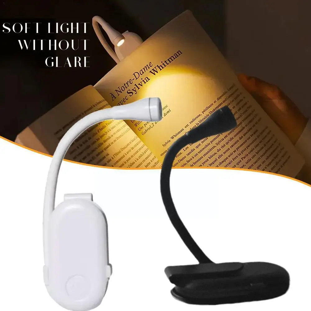 

Portable Mini LED Eye Protection Book Night Light Adjustable Clip-On Study Desk Lamp Rechargeable for Travel Bedroom Readin H6T0