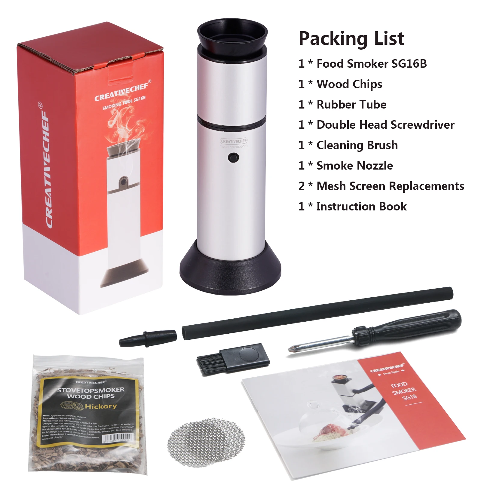 CREATIVECHEF Portable Food Smoke Cocktail Smoking Gun Handheld Drink Smoker Kit for Meat Salmon Sausage Kitchen Indoor