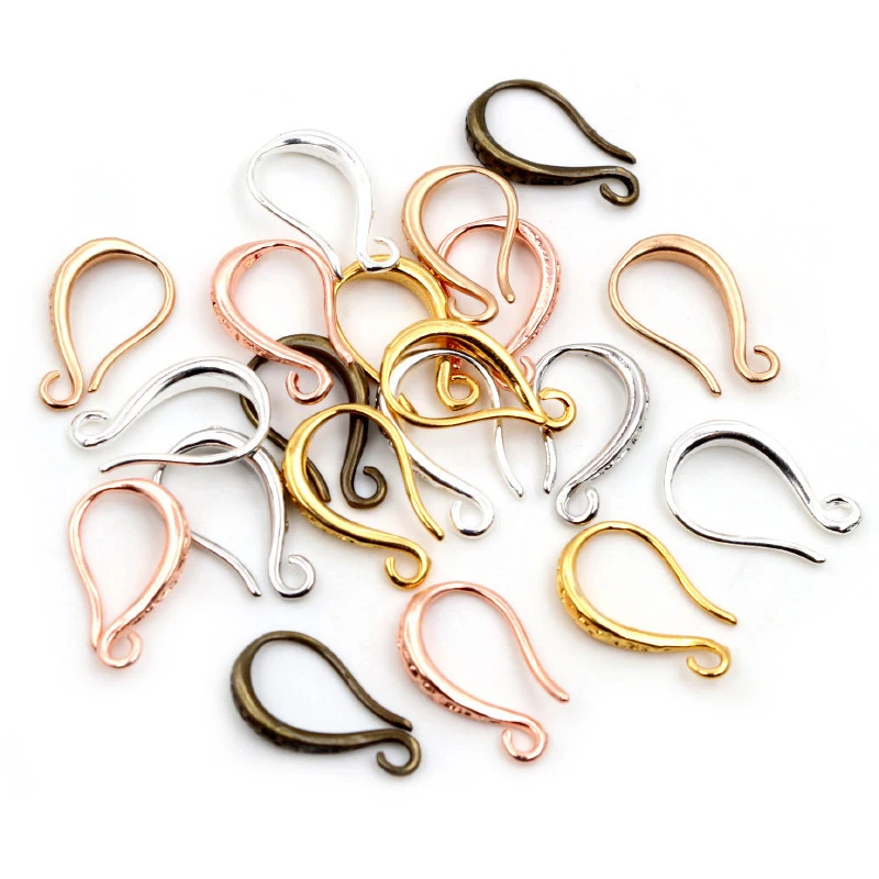 High-Quality Silver Plated & Rose Gold Earring Hooks - 6 Color Variety Pack (20pcs, 15x10mm)