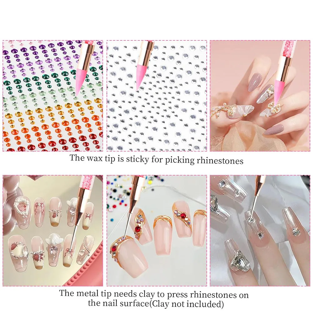 Rhinestones Picker Doting Pen Dual-Ended Wax Pencil Pen Rhinestone Picker Double Head Applicator Gems Stick Tool