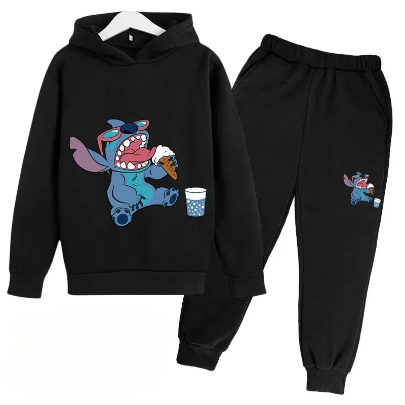 thumbnail image 1 of Ropa para niños, tendencia, chándal cálido, otoño, estampado de dibujos animados de anime, sudadera con capucha para niños y niñas, conjunto de traje de dos piezas y pantalones, 1 of 4