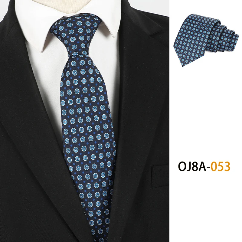 Modische 8 cm Herren-Krawatte, gutes Handgefühl, Druckmuster, klassische Krawatten für Herren, Polyester, Blumenmuster, formelle Business-Hochzeitsaccessoires – Detail 10