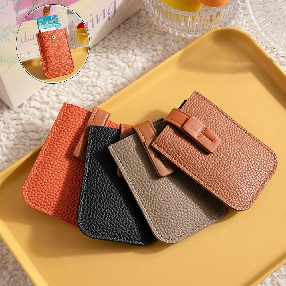 Pull-out Hasp Mini Card Bag Slim Cardholder Multi-Slot ID Card Holder Laminated Concealed PU Leather Purses Men