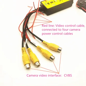 Scatola di commutazione video montata su auto, convertitore video con telecomando, scatola di conversione video per fotocamera, video di controllo linea quattro in uno